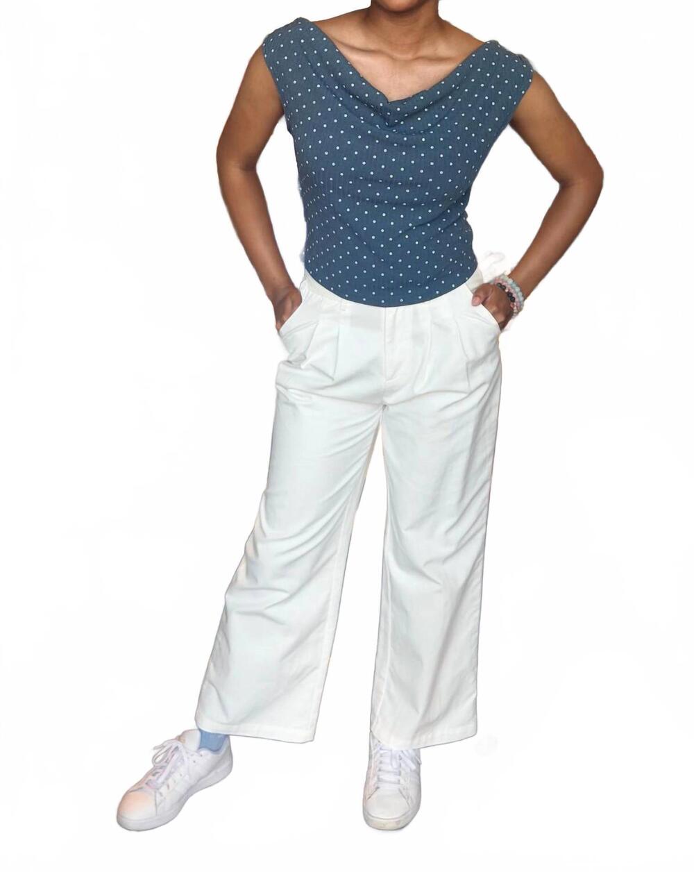 NEW ELLE GREY wide leg trouser in white